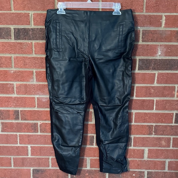 Chico's Pants - Chico's Black 1.5 Petite Faux Leather Mixed R/N/S Pants